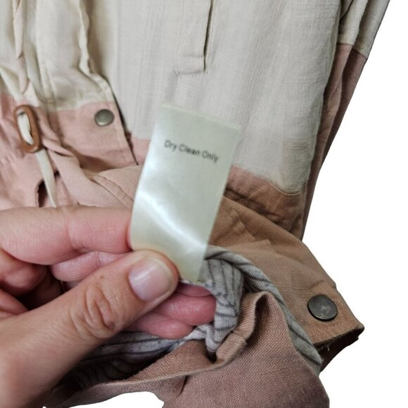 Blu Pepper anthropologie Two-Tone Linen-Blend Jacket With Drawstring Waist Sz‎ L - Picture 2 of 14